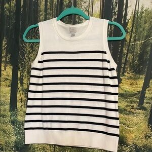 A New Day White & Black Striped Sleeveless Top